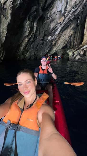 Amalfi: Kayak/Snorkel Tour to Pandora Cave with Lemon Spritz - Entering Grotta Pandora: Stalactites, Light, and a Swim Moment