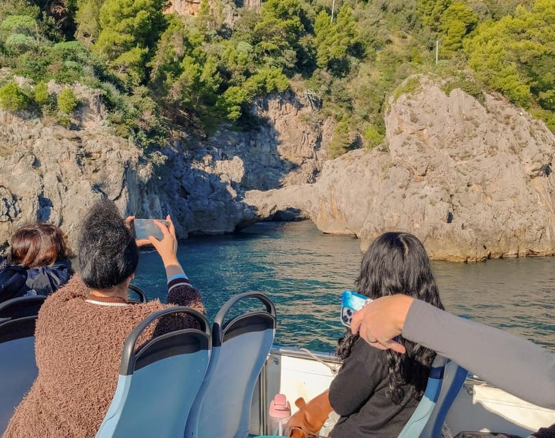From Amalfi: Coast & Furore Fjord Boat Tour with Swim Break - Crew, humor, and onboard commentary in plain language