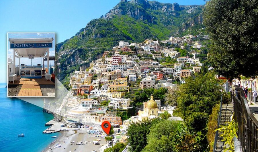 From Positano: Half-Day Amalfi Coast Boat Tour & Snorkeling - Getting on Board at Spiaggia Grande (Positano Boats Under the Blue and White Gazebo)