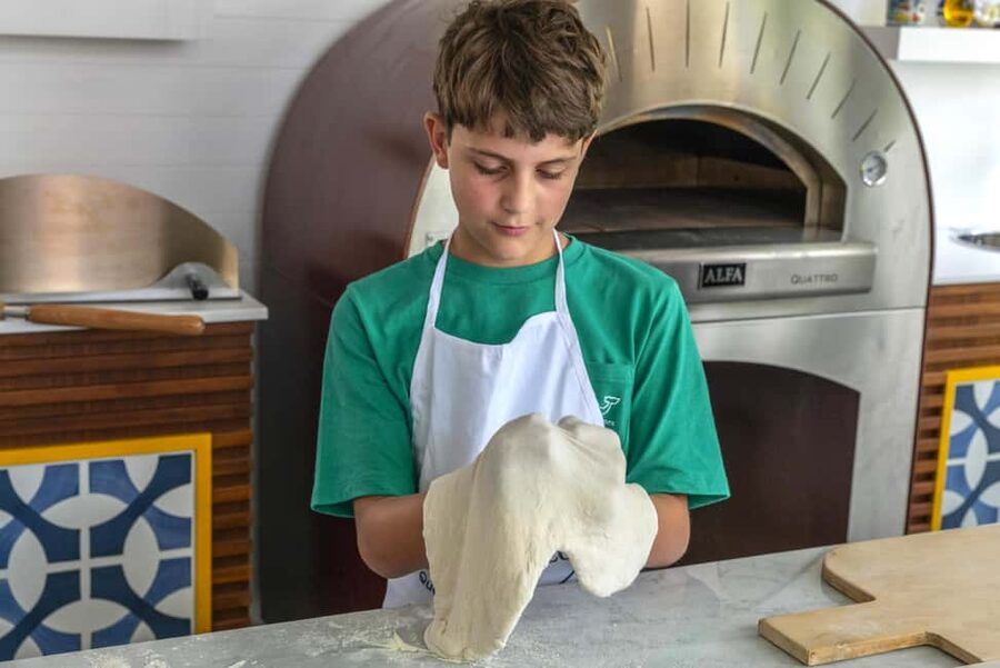 From Sorrento: Pizza-Making Class w/ View of Mount Vesuvius - Waiting for dough, history talk, and eating with the view