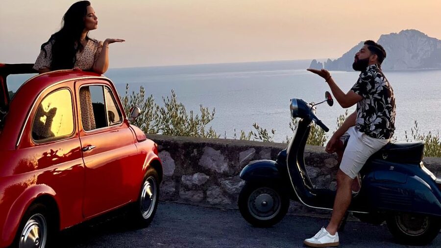 Sorrento Coast Couples Photo Tour by Vintage Fiat 500 - Riding a Vintage Fiat 500, Then Shooting Capri Views